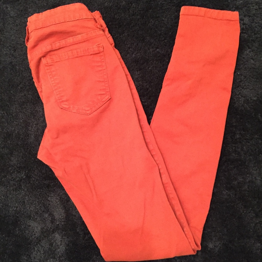 Coral Stretch Skinny Jeans | Slim Fit Colored Denim | Size = 3 - Picture 2 of 7
